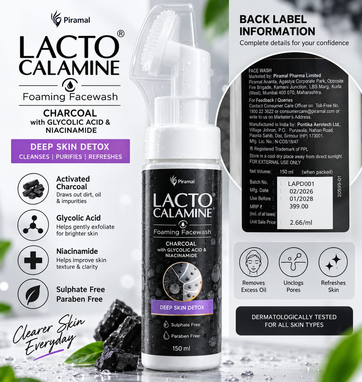 lacto calamine foaming facewash