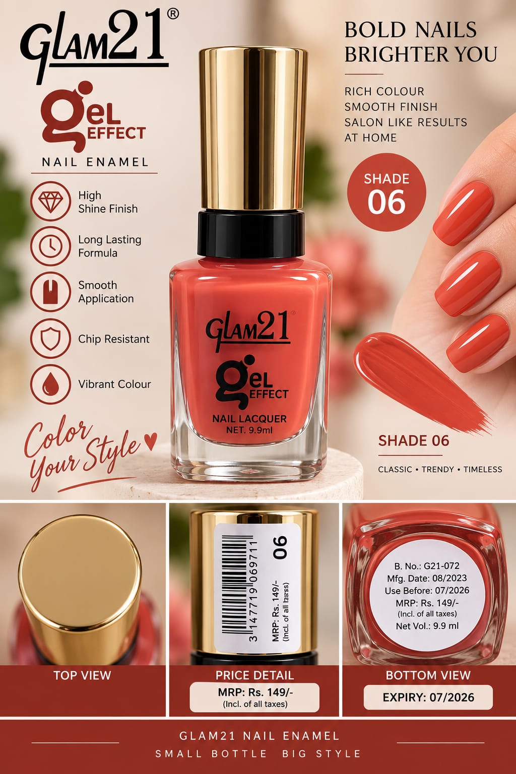 GLAM21 NAIL ENAMEL,GREEN GLAM NAIL POLISH
