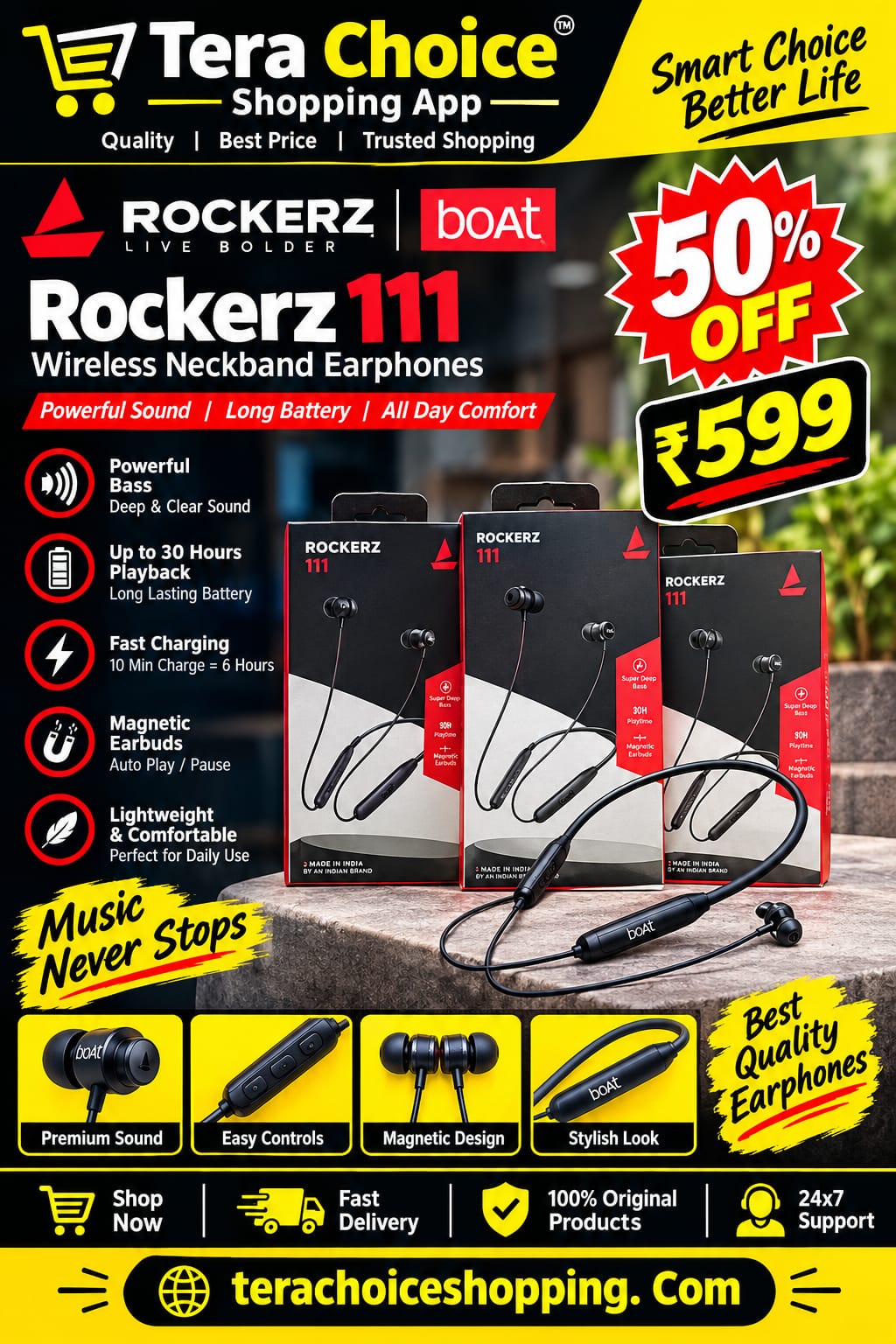 rockerz111 wireless neckband earphone
