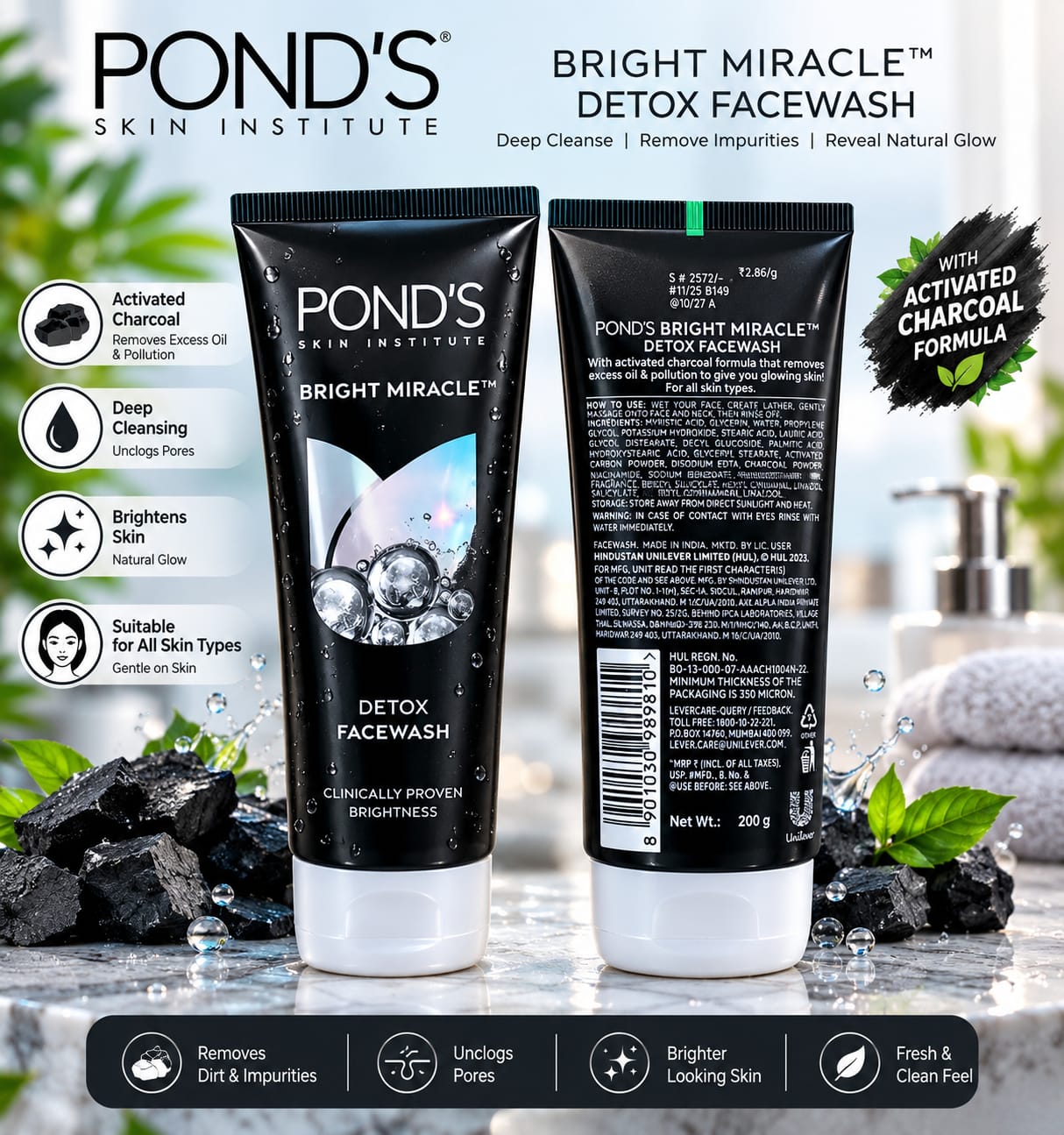 bright miracle detox face wash ponds