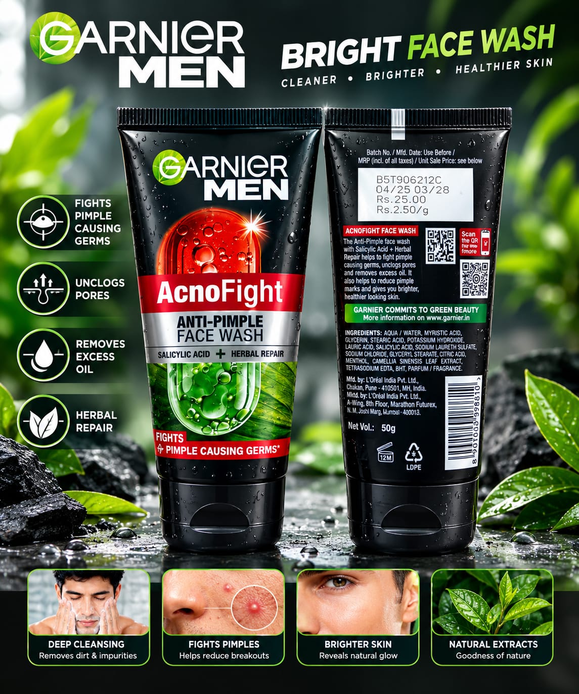 bright face wash arnier men