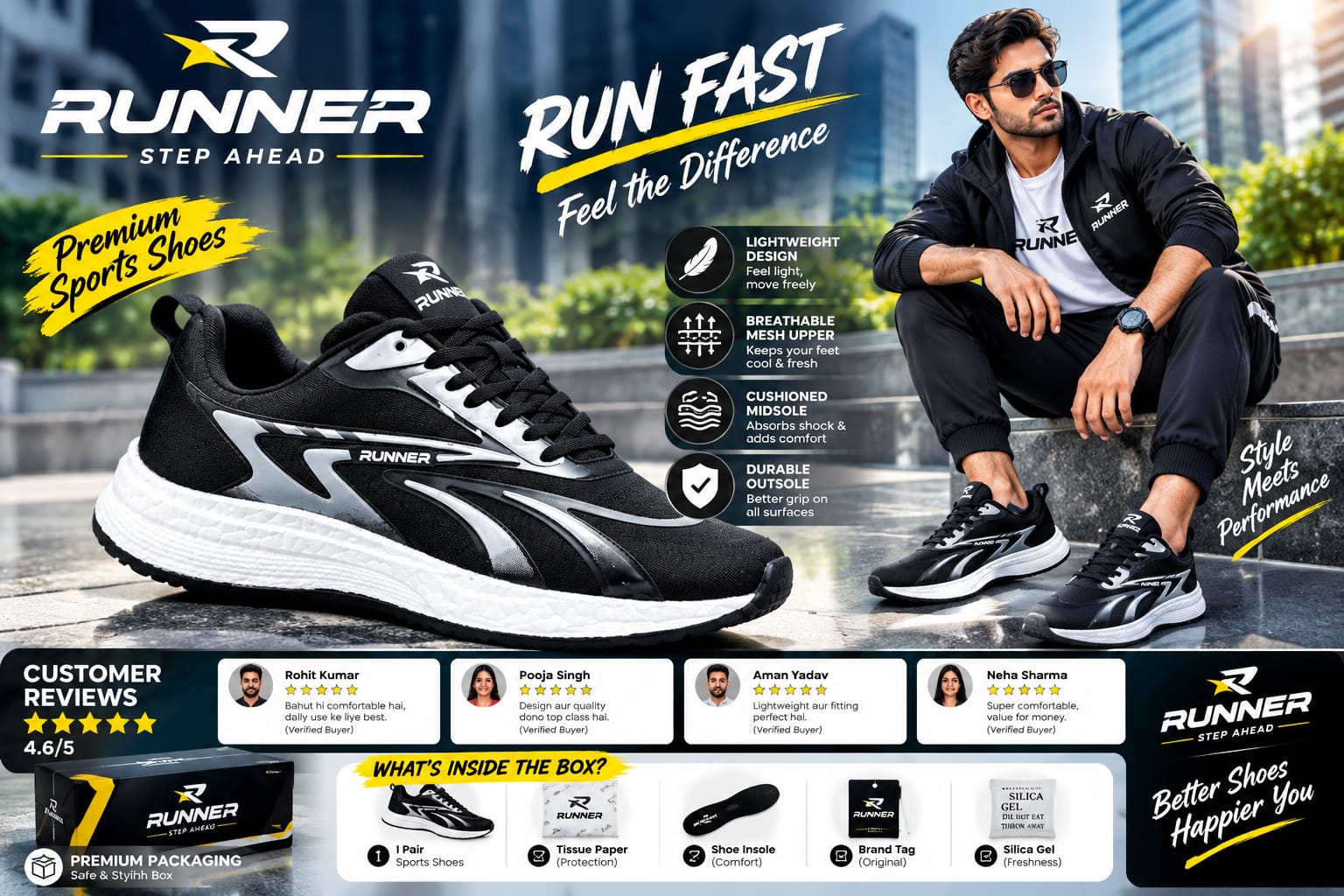 runner sports step into comfort move with style