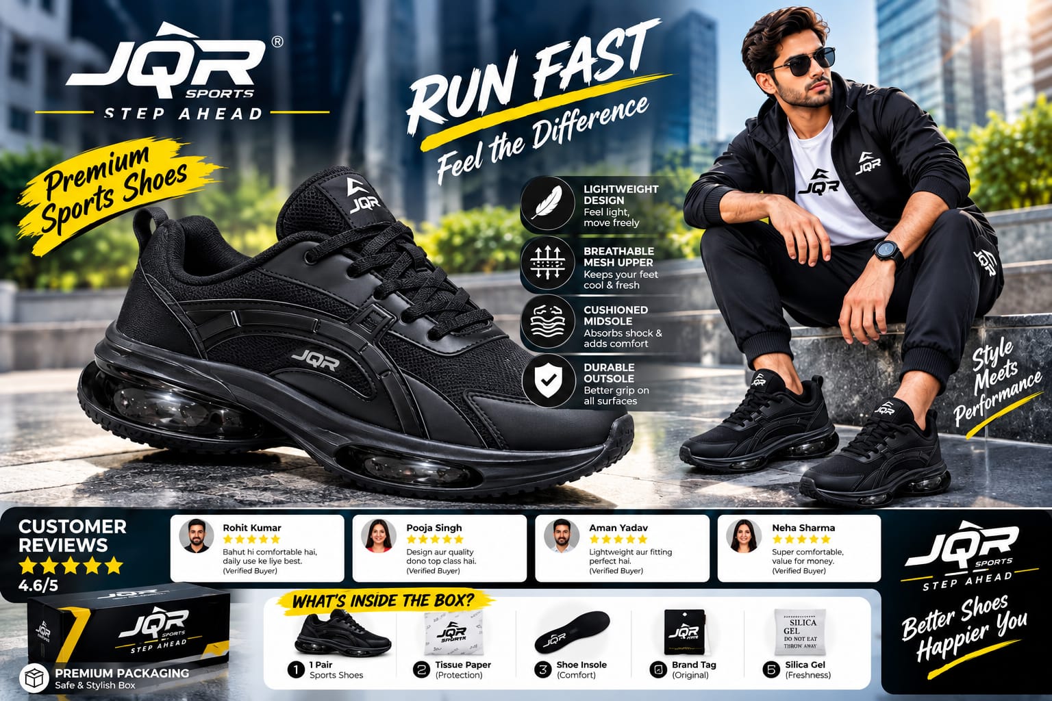 jqr  sports step into comfort move with style