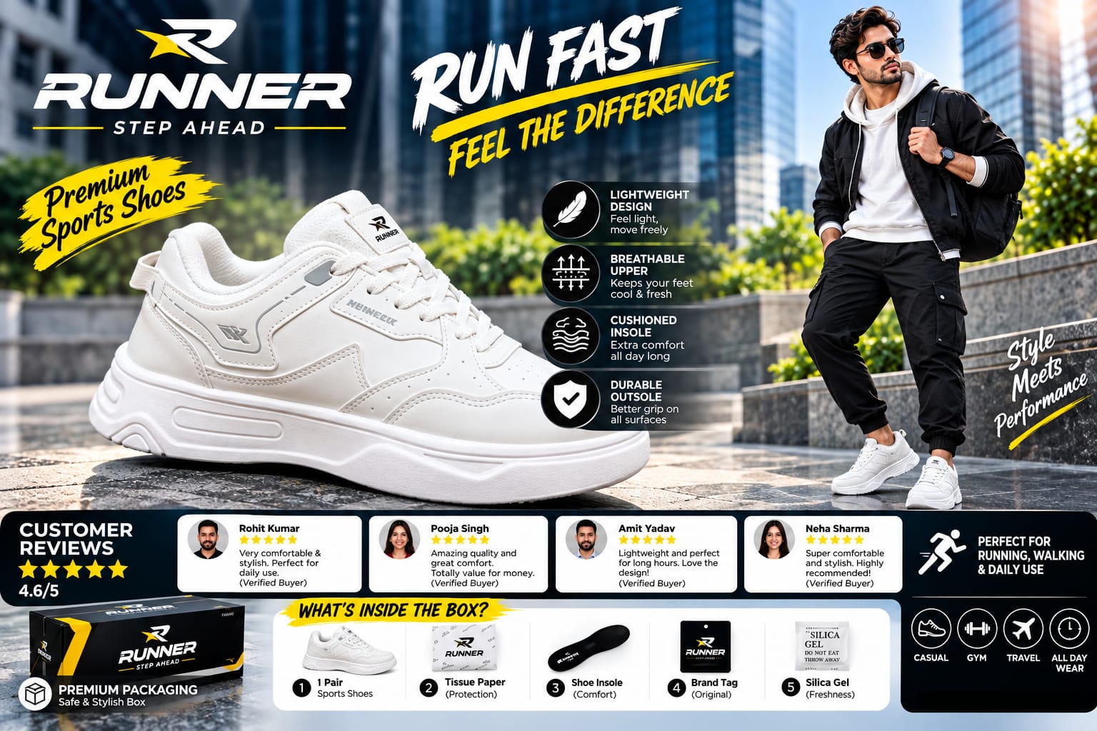 runner sports step into comfort move with style