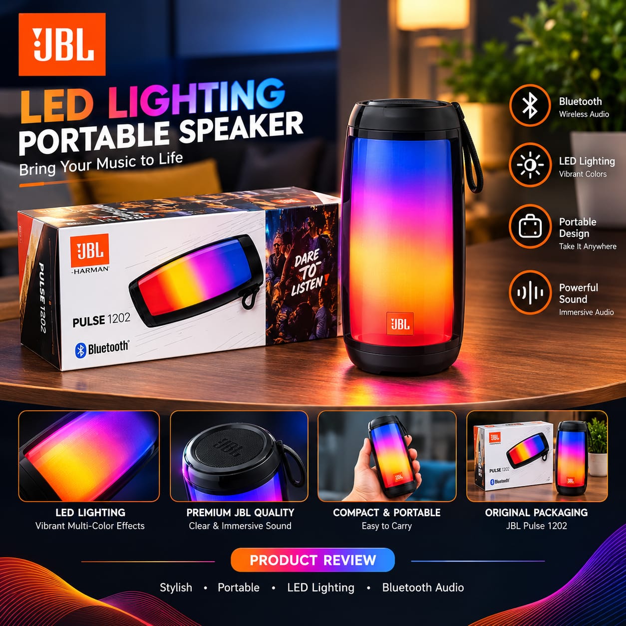 led lighting porrable speaker