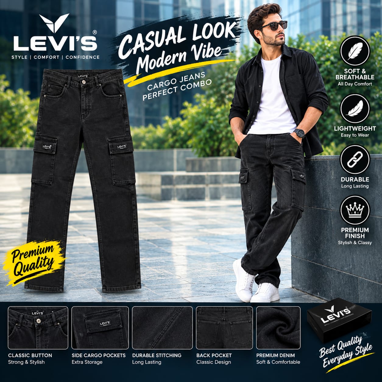 casual look modderm vibe  cargo jeans perfect