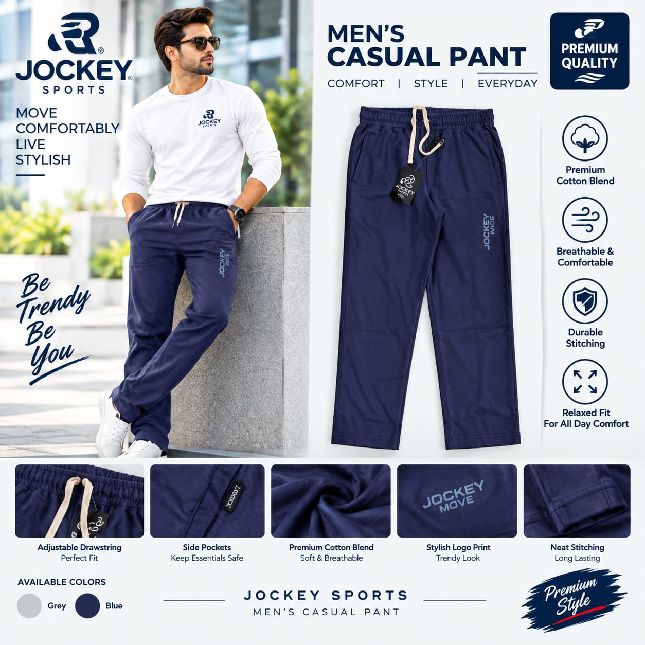 men s casual pant  jockey sports  move
