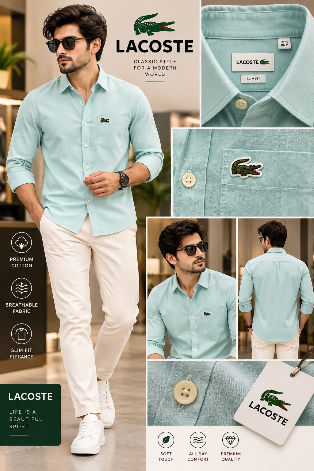 lacoste men shirt classic style modern