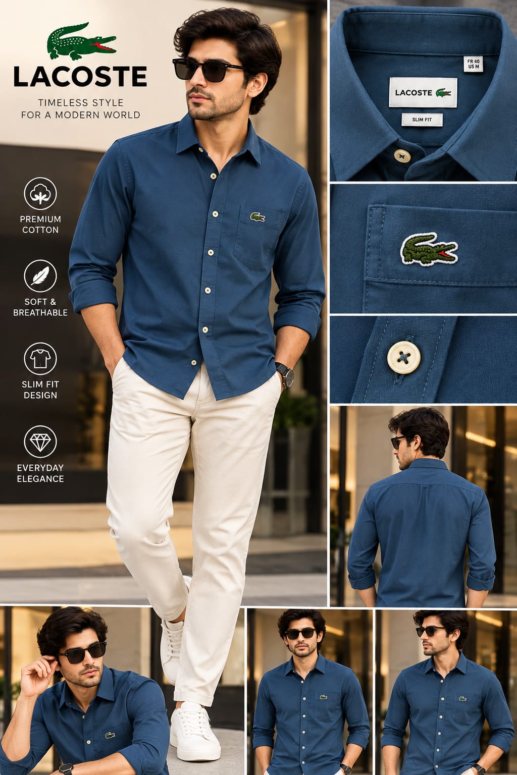 lacoste men shirt classic style modern