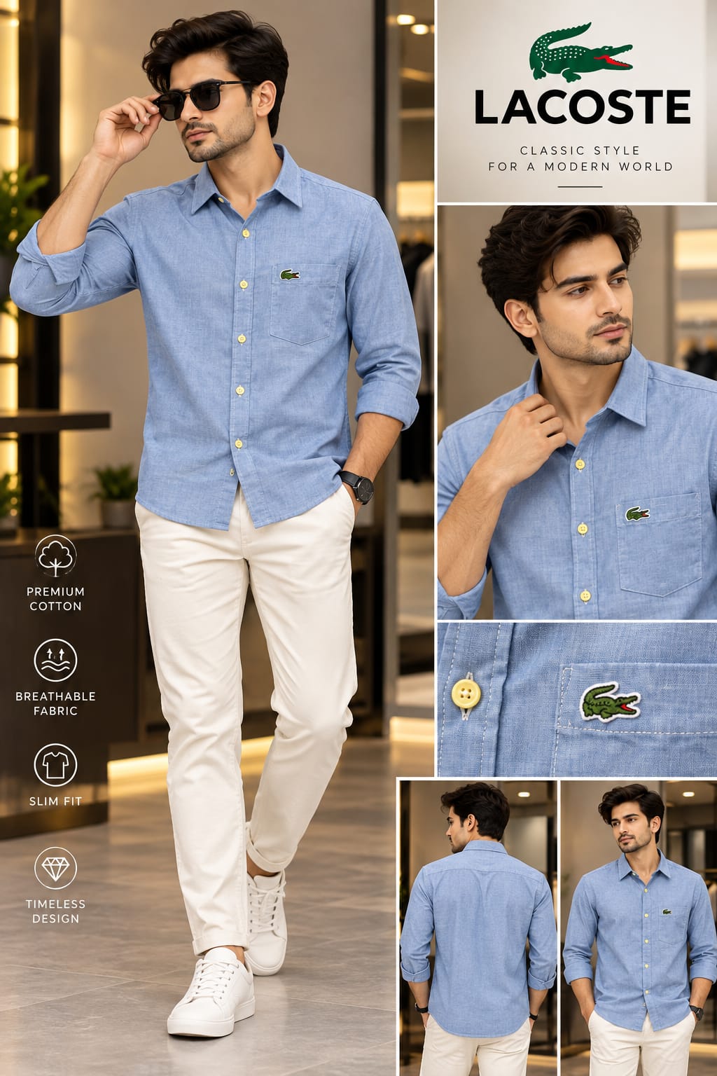 lacoste men shirt classic style modern