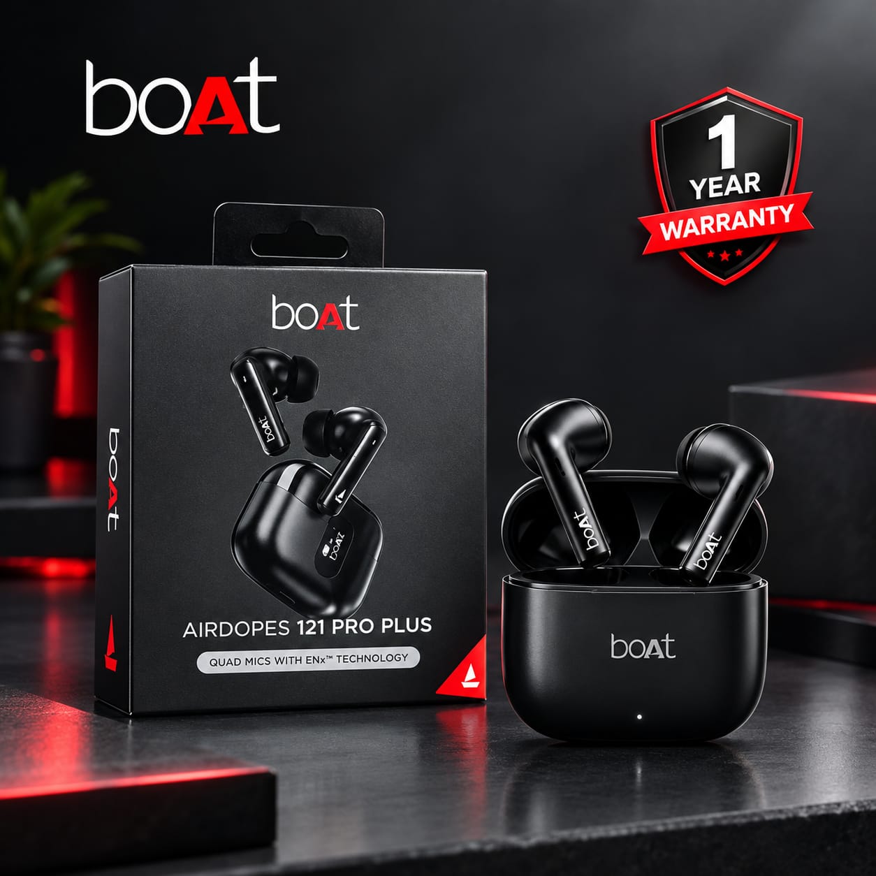 boat 121 pr0 plus power 100 hrs play back 4 mics  en x technology